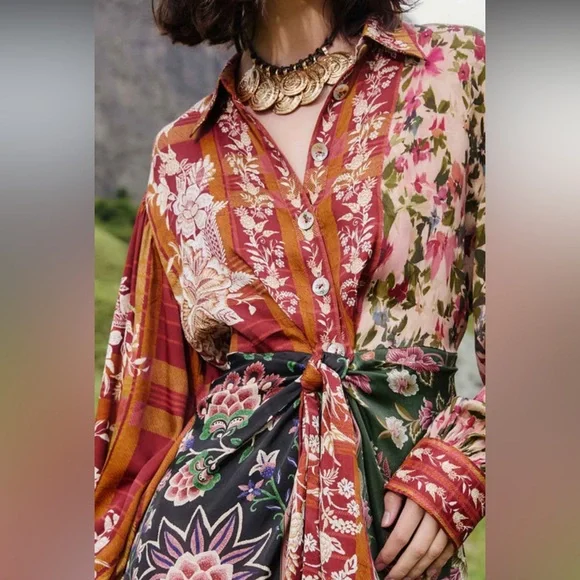 Farm Rio Mixed Winter Garden Lenzing™ Ecovero™ Viscose Mini Dress XL - Picture 5 of 12